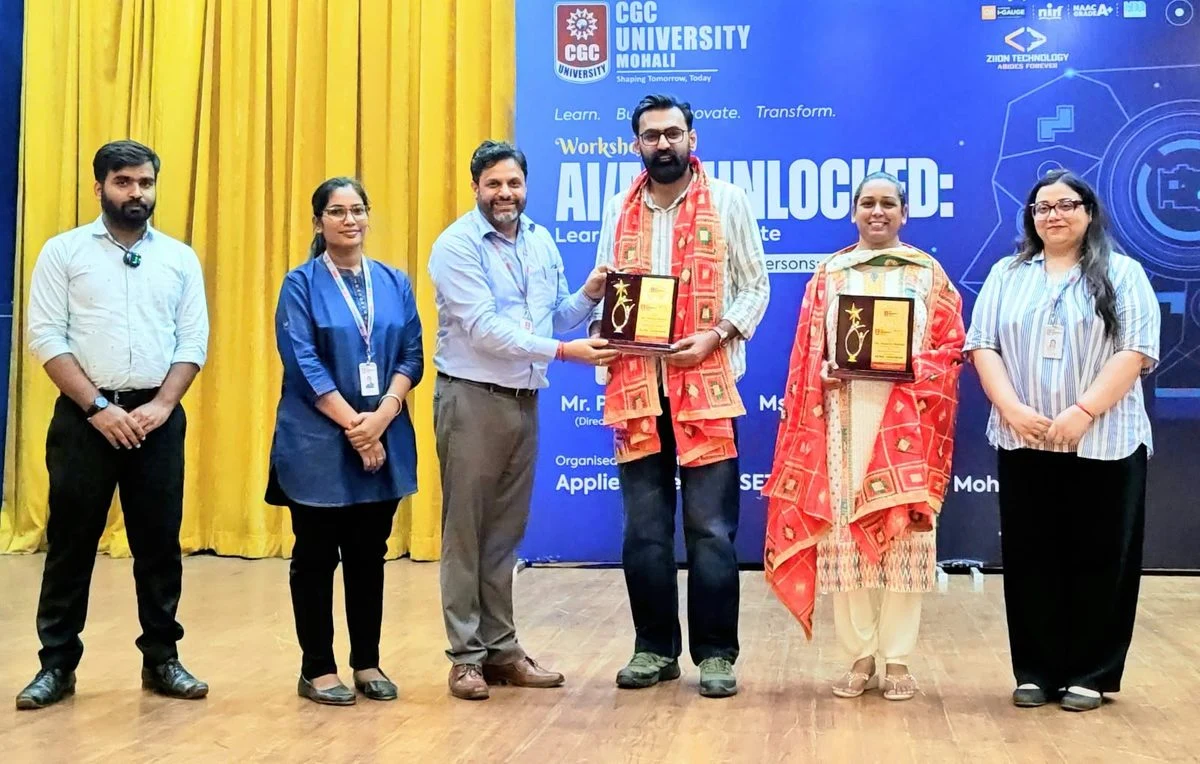 Ziion team receiving recognition at the CGC University AI and ML workshop